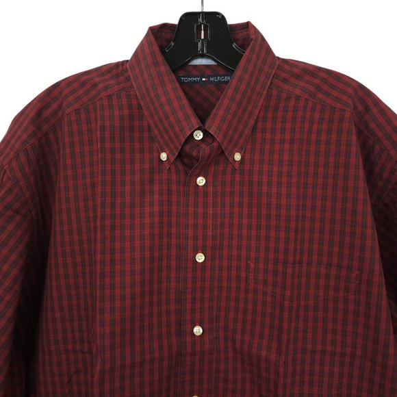 Vintage 2002 Tommy Hilfiger Button Front Shirt Mens 16.5 Holiday Tartans Plaid - Picture 8 of 15